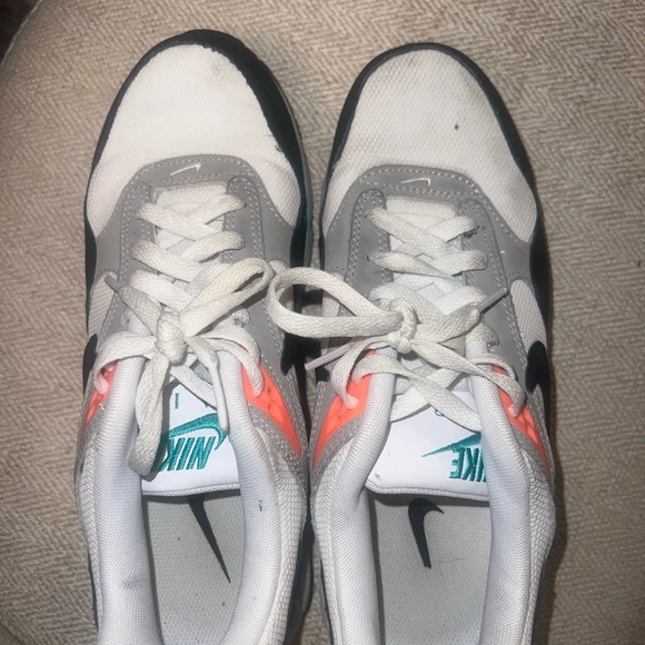 Nike Air Max White and Black with Teal and Orange Accents - Picture 4 of 8